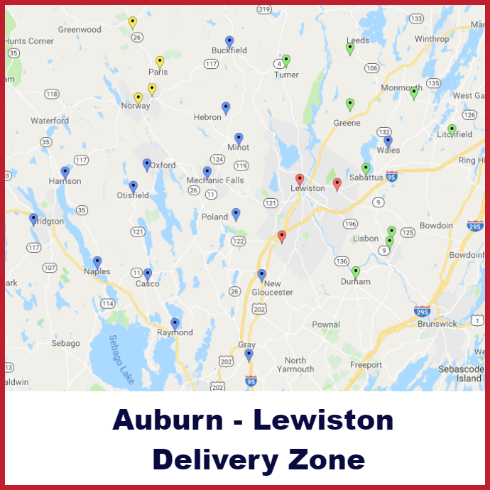 Auburn - Lewiston Heating oil delivery map